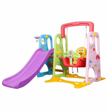 Resbaladera con columpio - multicolor