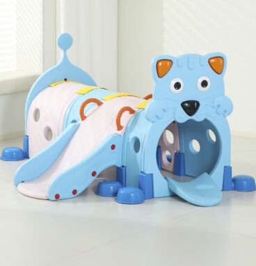 Túnel gatito con resbaladera - celeste