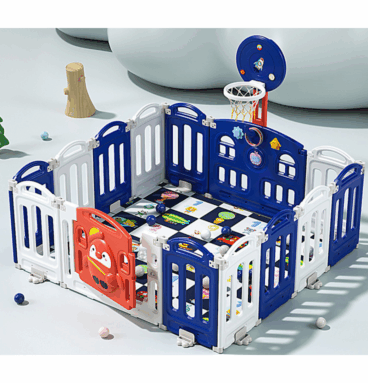 Corral pingüino con aro de básquet - 14 piezas (azul)