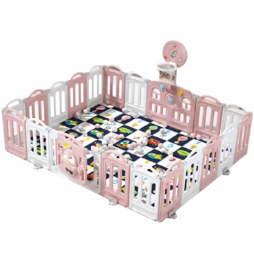 Corral pingüino con aro de básquet - rosado