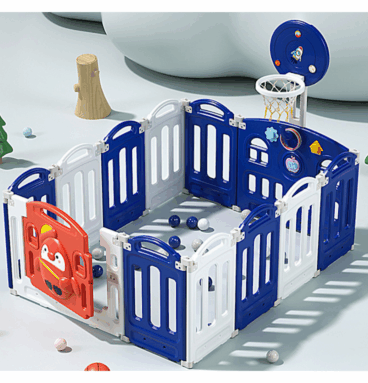 Corral pingüino con aro de básquet - - 12 piezas (azul)